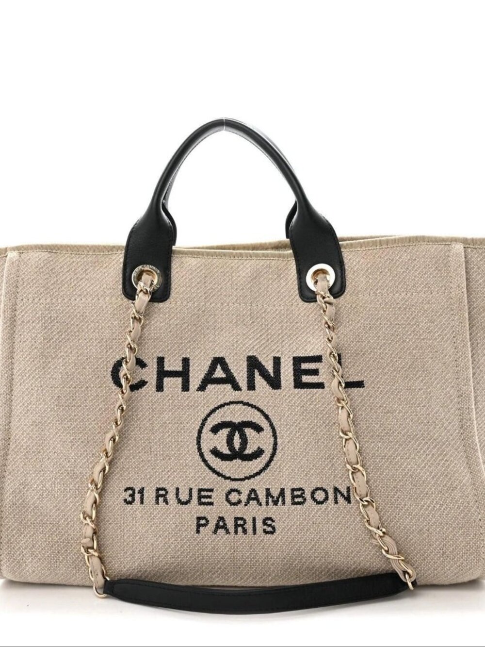 CHANEL NORTH SOUTH DEAUVILLE CANVAS TOTE MEDIUM